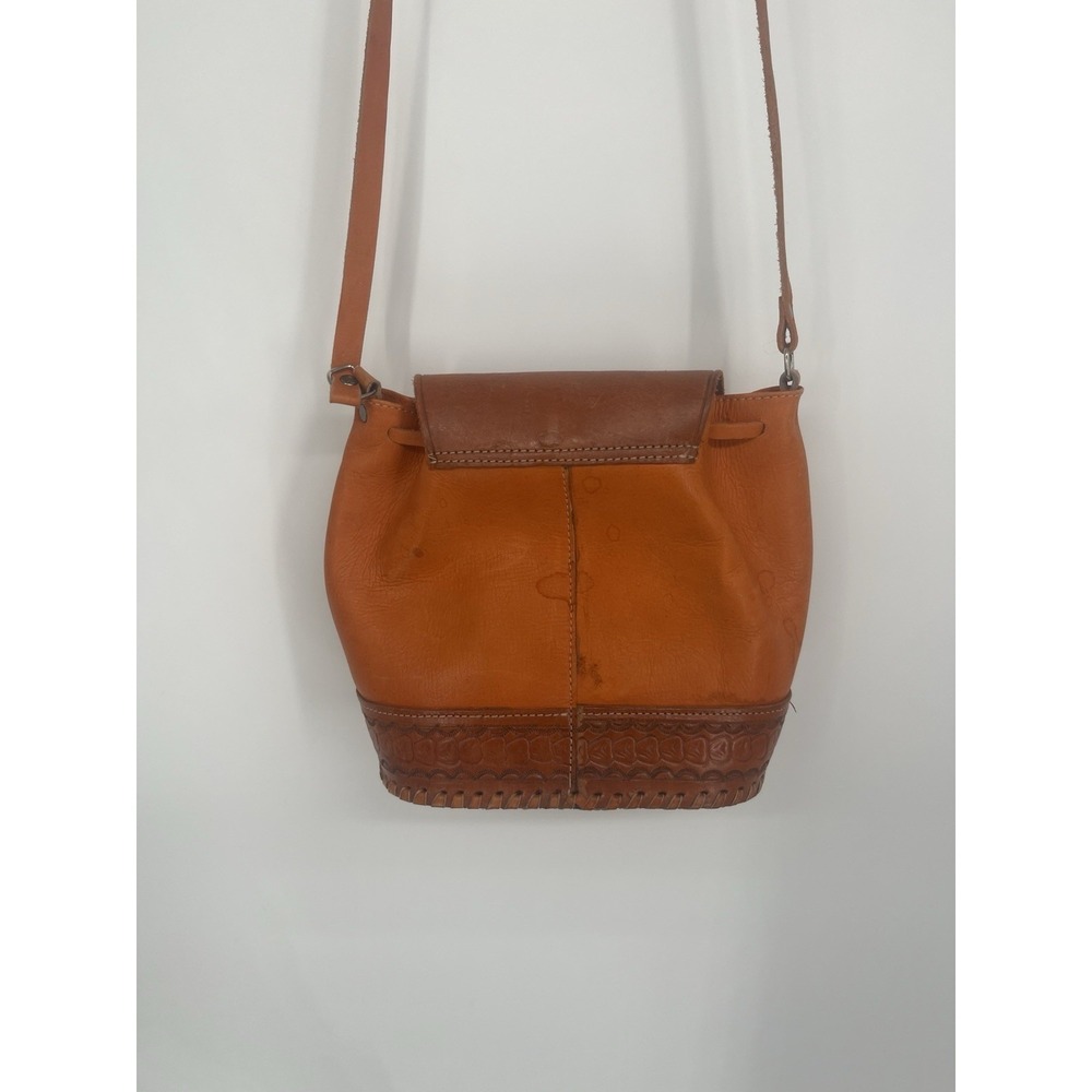 VTG Hand Tooled Leather Mini Crossbody Bag Purse, Boho Saddle Flap Honduras - Picture 6 of 10